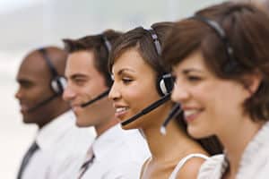 Diverse customer service team providing friendly, efficient support